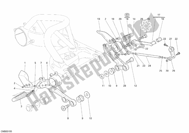 Todas las partes para Reposapiés Delantero de Ducati Monster S4 RS USA 1000 2008